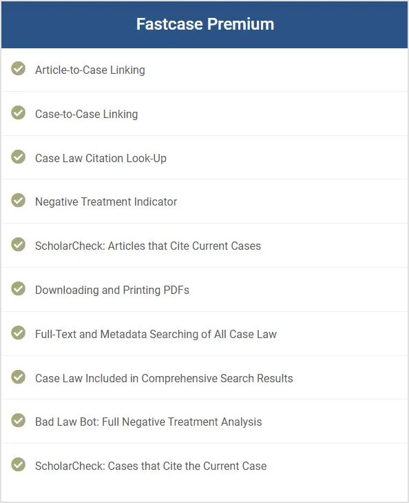 chart featuring highlights of Fastcase Premium