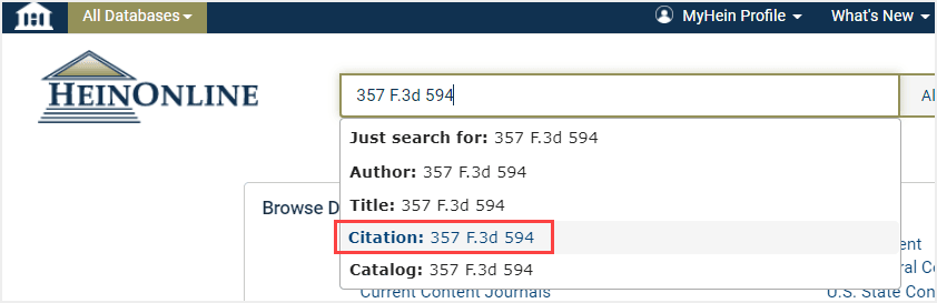 image of citation search with HeinOnline