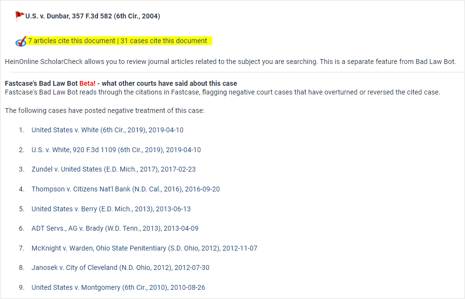 image of cited cases in Fastcase