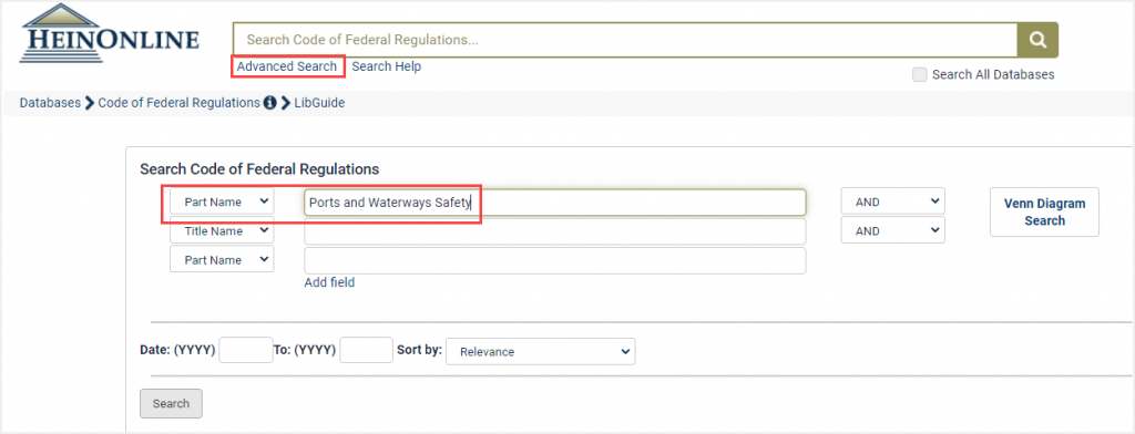 image of part name advanced search in cfr