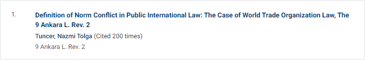 screenshot of search result in Law Journal Library