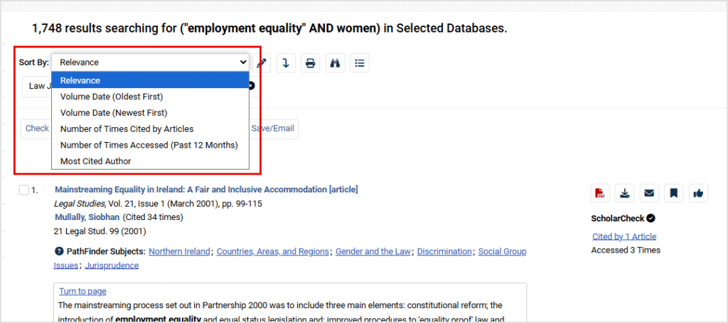 Sort by options on search results