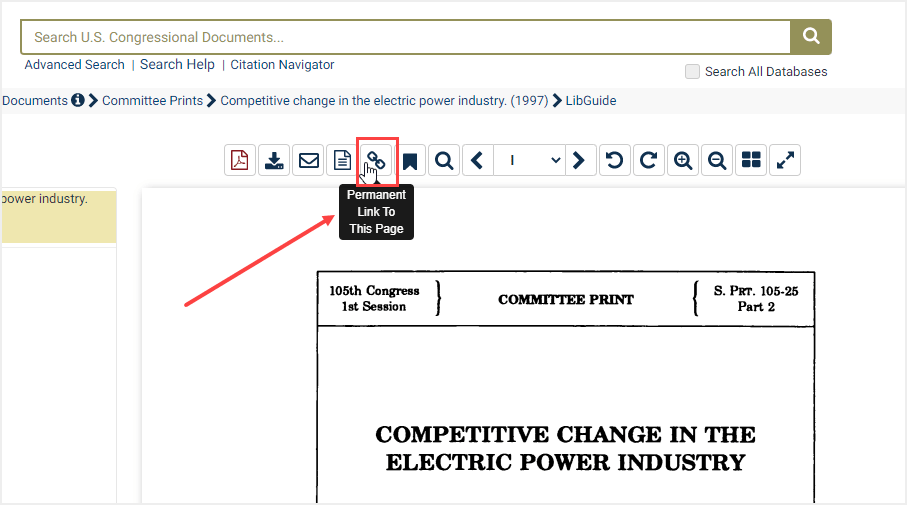 screenshot of permanlink icon in HeinOnline