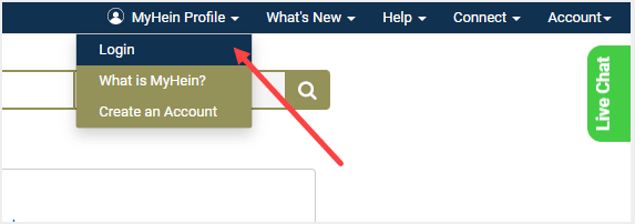 image of login option for MyHein