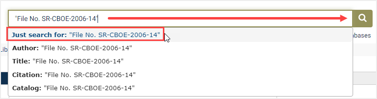 screenshot of text search in Federal Register Library