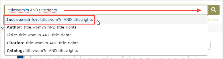 screenshot of wildcard search in one-box search bar
