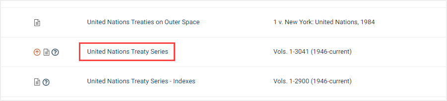 screenshot of United Nations Treaty Series within Treaty Publications