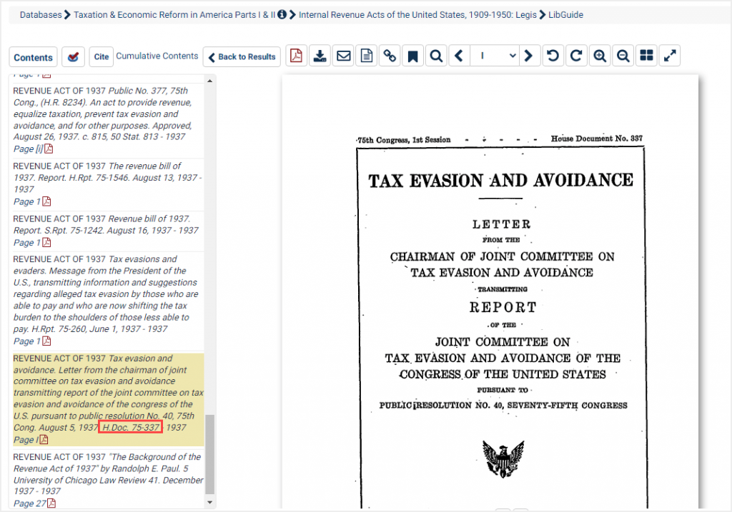 screenshot of House document