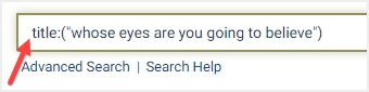 screenshot of title search syntax