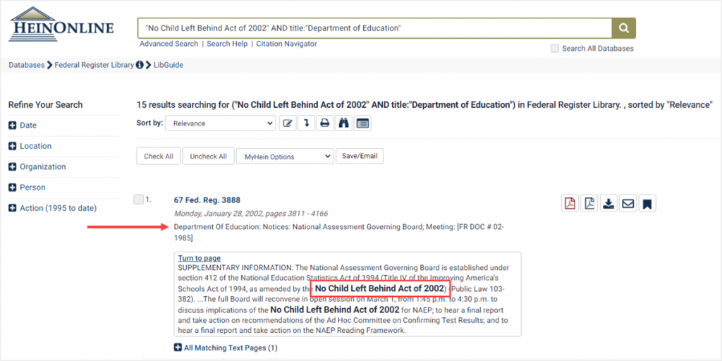 Search results for agency and keyword within the Federal Register Library