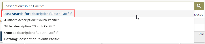 One-box search by description in Foreign & International Law Resources Database