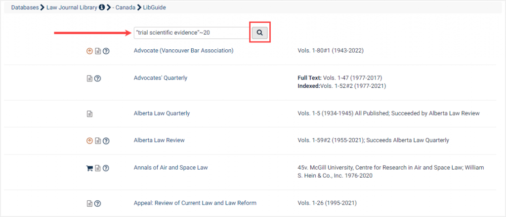 Canadian Journals within the Law Journal Library