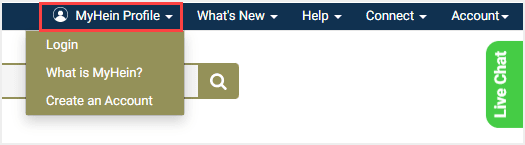 MyHein Profile dropdown