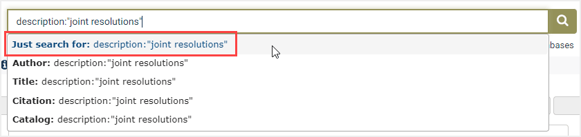 one-box search example for description in the Session Laws Library