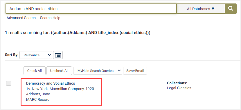 Advanced catalog search results