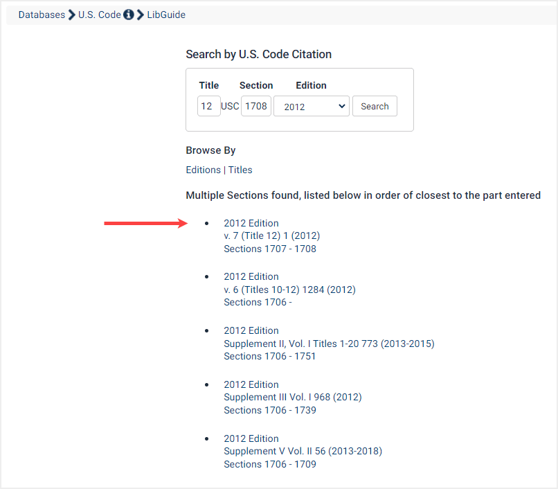 United States Code Citation Locator results