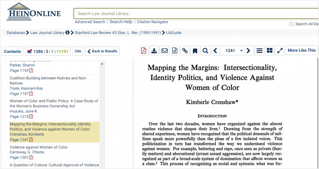 Screenshot of article in the Law Journal Library
