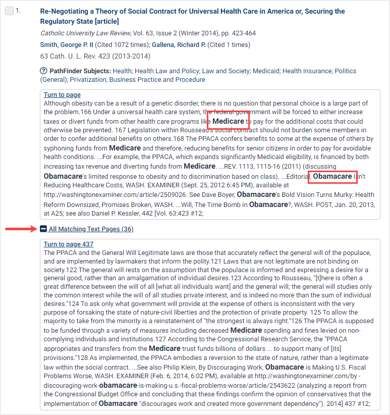 Search example wtih boosted term in the Law Journal Library