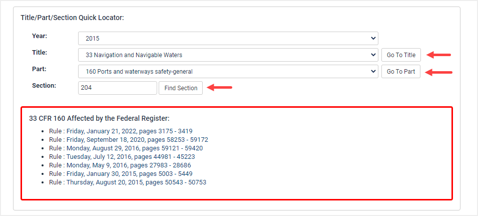 image of quick locator tool in CFR