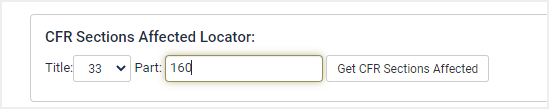 image of CFR Sections Affected Locator tool