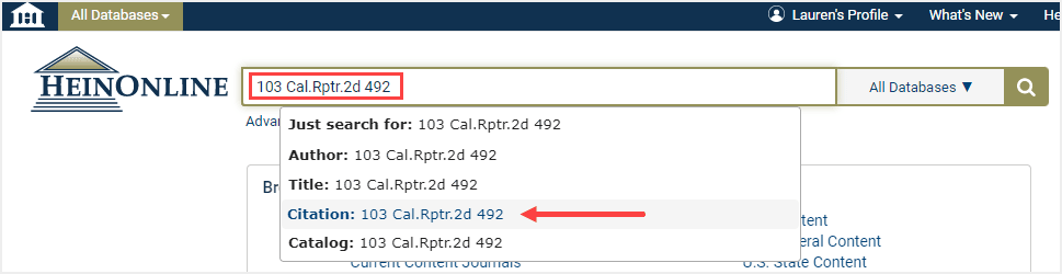 image of how to use citations in HeinOnline