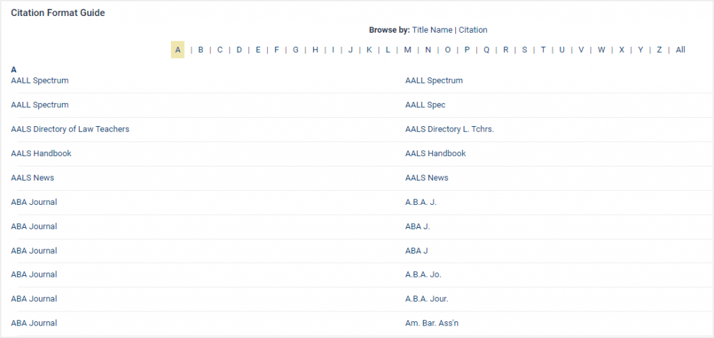 image of Citation Format Guide in Law Journal Library