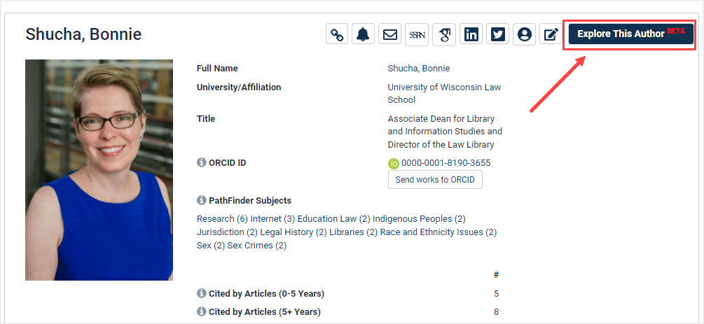 image of Explore This Author button within HeinOnline