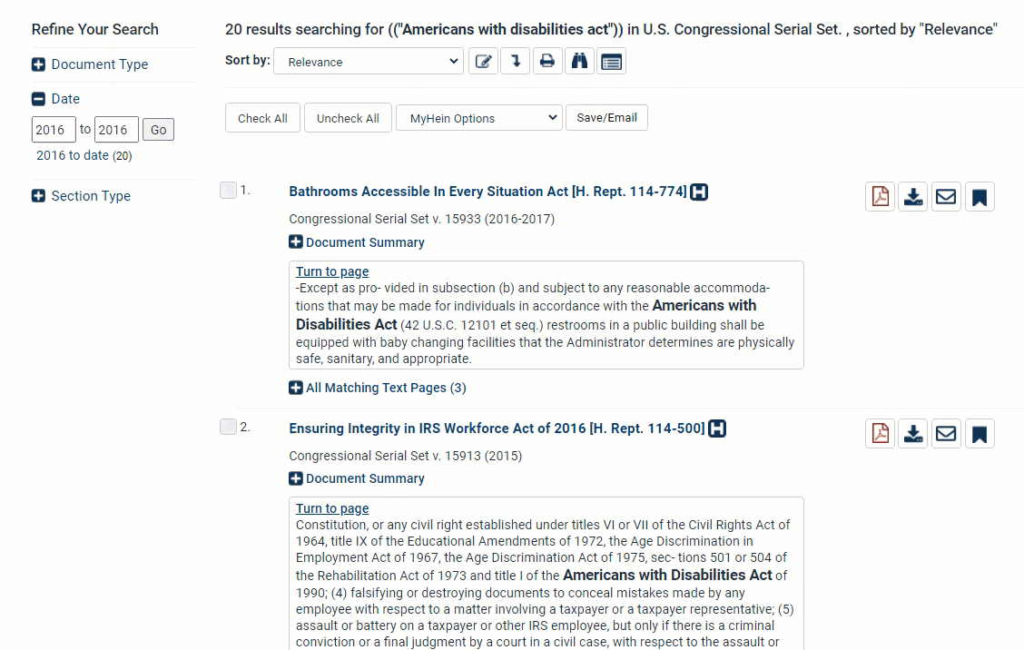 u.s. congressional serial set search results example