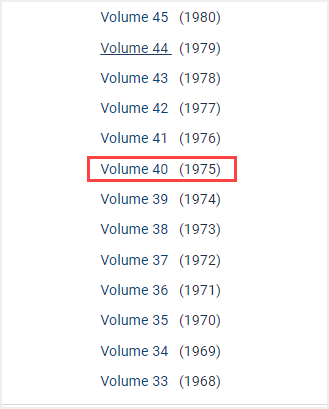 image of volume listing within Federal Register
