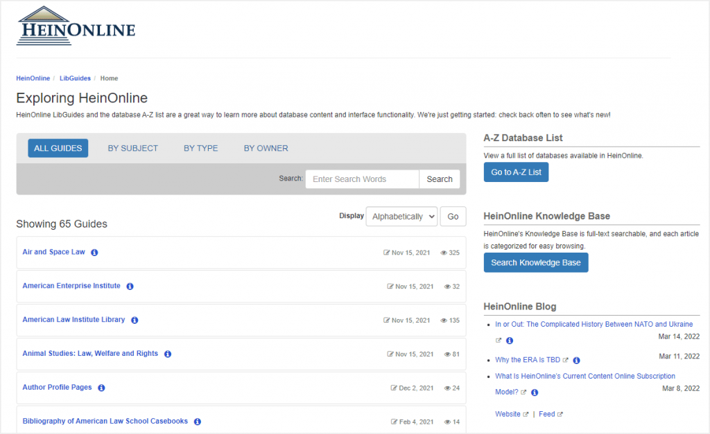 image of HeinOnline LibGuide listing