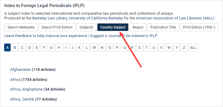 image of subject listing in index to foreign legal periodicals 