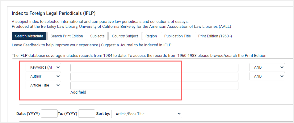 image of how to search metadata in IFLP