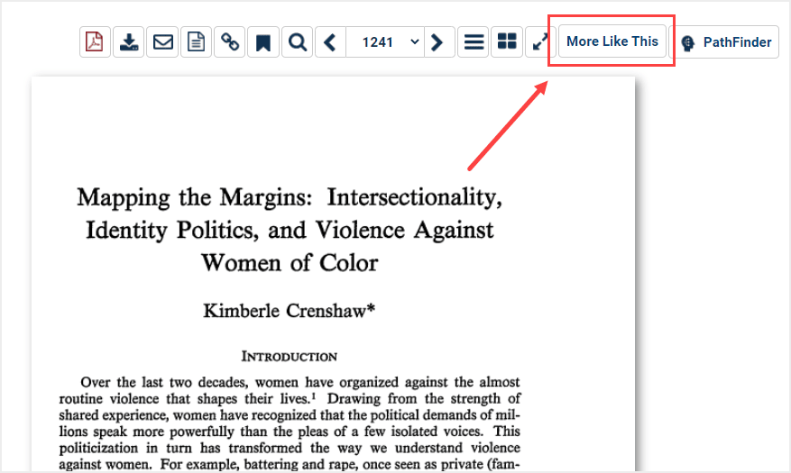 image of More Like This button in HeinOnline