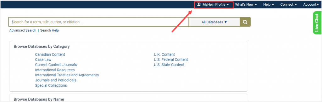 image of myhein account section