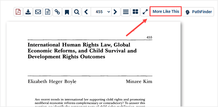 image of More Like This button in HeinOnline