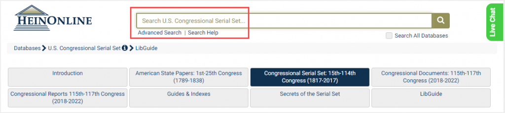 u.s. congressional serial set interface