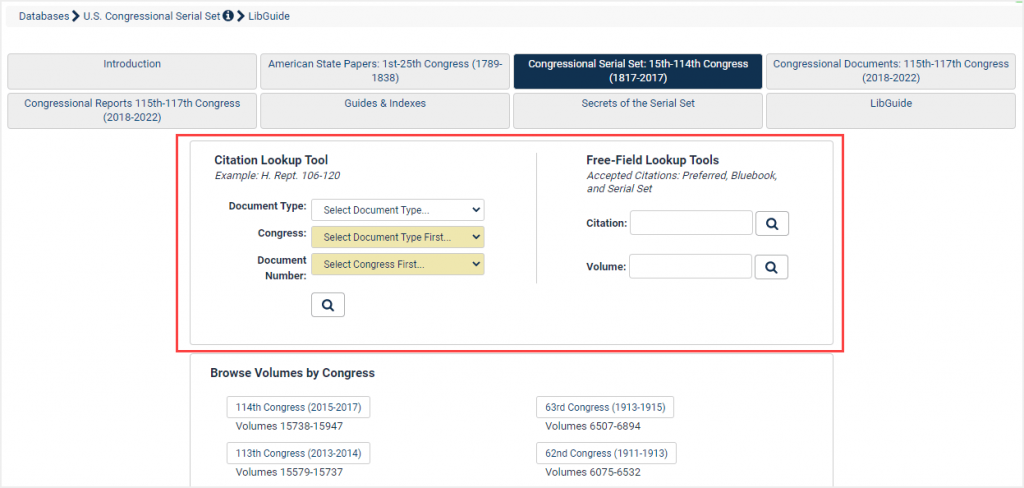 image of Serial Set lookup tools