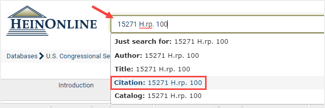 image of searching for a citation in HeinOnline