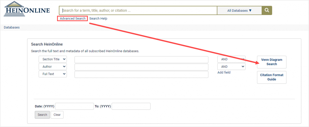 image of Advanced Search within HeinOnline