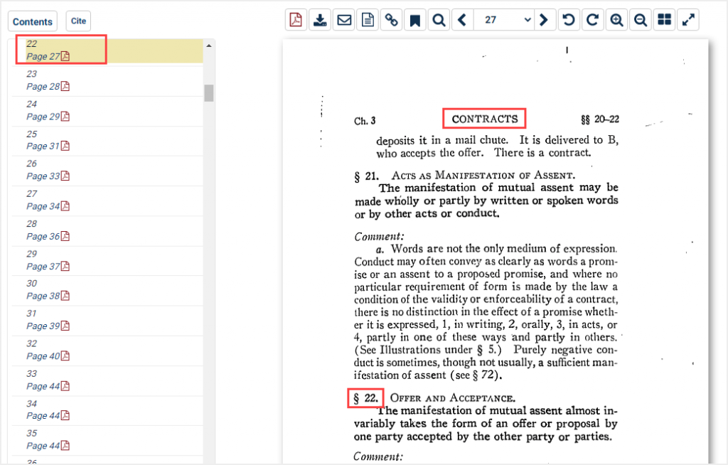 screenshot of restatement in American Law Institute Library