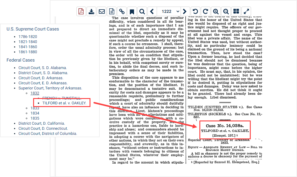 screenshot of federal case linked to full text
