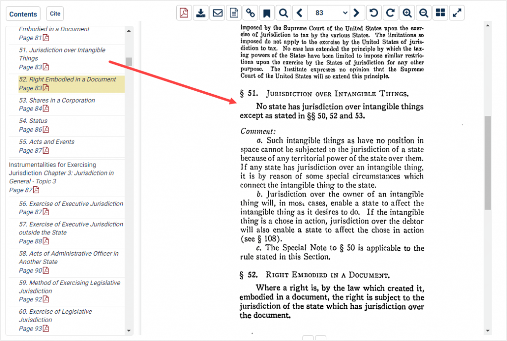 screenshot of restatement in American Law Institute Library