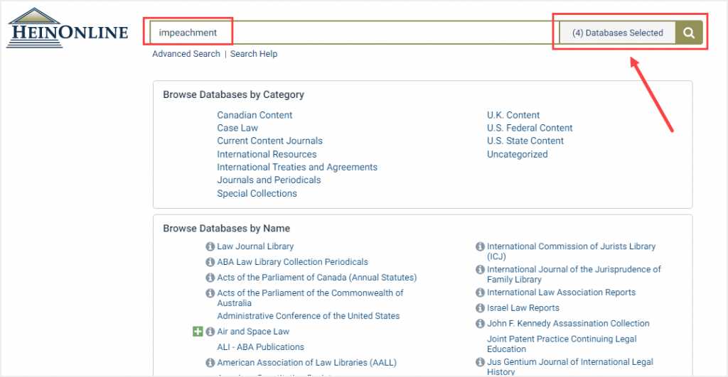 screenshot of database selector button reflecting selected number of databases