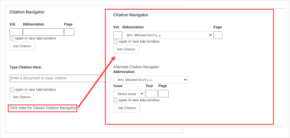 screenshot of Classic Citation Navigator