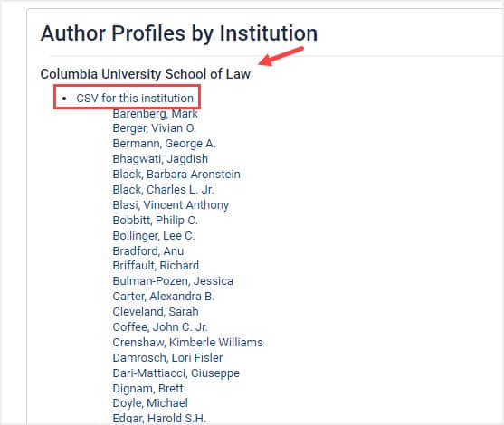 image of institution listing in HeinOnline