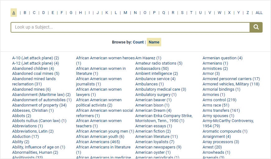 image of Catalog Subjects in HeinOnline