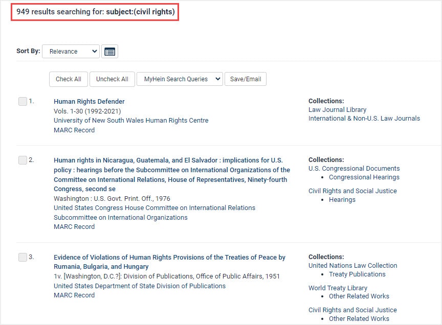 image of catalog search in HeinOnline