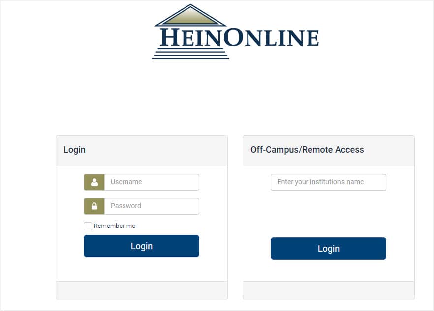 HeinOnline login page