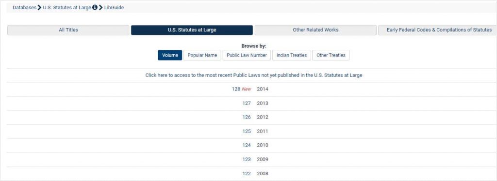 image of U.S. Statutes at Large database