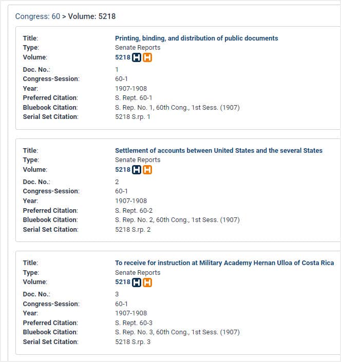 image of title listings for volume 5218